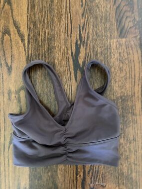 ALO Yoga Black Ruched Front Sports Bra